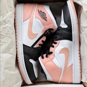 Jordan 1 Mid Arctic Orange Black Toe High-Top Sneakers